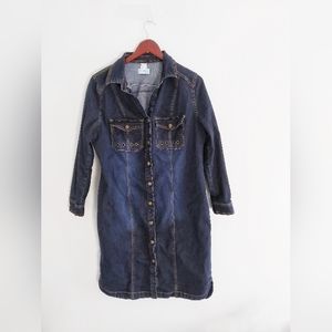 Denim Snap Button Dress Dark Wash SZ 12 Long Sleeved CreationZ